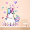 Cute Unicorn Pink Purple Hearts Wall Sticker