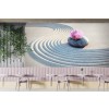 White Sand & Pink Orchid Flower Wall Mural Wallpaper