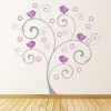 Grey Swirl Tree Pink Flowers Wall Sticker