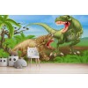 T-Rex & Triceratops Dinosaur Attack Wall Mural Wallpaper