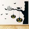 Pumpkin Tree & Black Cat Wall Sticker