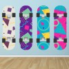 Colourful Skateboard Wall Sticker Set