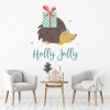 Holly Jolly Hedgehog Christmas Quote Wall Sticker