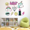 Unicorn Emoji Rainbow Diamond Wall Sticker Set