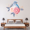 Blue Bird & Pink Flowers Wall Sticker