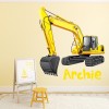 Custom Name JCB Digger Wall Sticker Personalised Kids Room Decal