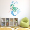 Custom Name Blue Mermaid Wall Sticker Personalised Kids Room Decal