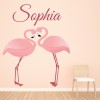 Custom Name Pink Flamingo Wall Sticker Personalised Kids Room Decal
