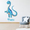 Custom Name Blue Dinosaur Wall Sticker Personalised Kids Room Decal