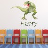 Custom Name Green T-Rex Dinosaur Wall Sticker Personalised Kids Room Decal