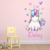 Custom Name Love Heart Unicorn Wall Sticker Personalised Kids Room Decal