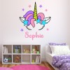 Custom Name Pink Star Unicorn Wall Sticker Personalised Kids Room Decal