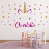 Custom Name Pink & Gold Unicorn Wall Sticker Personalised Kids Room Decal