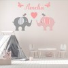 Custom Name Elephants Baby Girl Nursery Wall Sticker Personalised Kids Room Decal