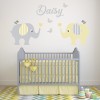 Custom Name Elephants Baby Nursery Wall Sticker Personalised Kids Room Decal