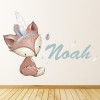 Custom Name Cute Fox Nursery Wall Sticker Personalised Kids Room Decal