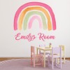 Custom Name Watercolour Rainbow Wall Sticker Personalised Kids Room Decal