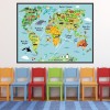 Animals World Map Wall Sticker