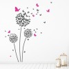 Grey Dandelions Pink Butterfly Wall Sticker