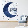 To The Moon Blue Nursery Wall Sticker