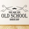 Personalised Name Old School Barber Shop Wall Sticker