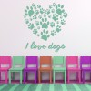 I Love Dogs Paw Heart Wall Sticker
