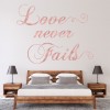 Love Never Fails Romantic Rose Gold Effect Wall Sticker