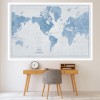 World Map in White & Blue Wall Sticker by Sue Schlabach