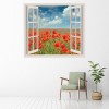 Red Poppy Field 3D Window Wall Sticker