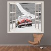 Red Vintage Car 3D Window Wall Sticker