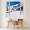 White Winter Mountains 3D Window Wall Sticker