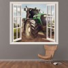 Green Tractor Farm 3D Window Wall Sticker
