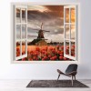 Red Tulips & Windmill 3D Window Wall Sticker