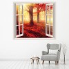 Red Autumn Forest 3D Window Wall Sticker