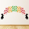 Rainbow Hearts Girls Banksy Wall Sticker