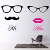 His & Hers Glasses Toilet Bathroom Sign Wall Sticker