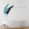 Blue Black Flume Feathers Wall Sticker
