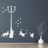 Cats & Birds Street Lamp Post Wall Sticker