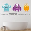 Little Monsters Brush Their Teeth Bathroom Wall Sticker