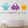 Little Monsters Flush The Toilet Bathroom Wall Sticker