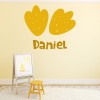 Personalised Name Yellow Dino Footprints Wall Sticker