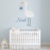 Personalised Name Blue Stork Wall Sticker