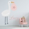 Personalised Name Pink Stork Wall Sticker