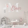 Personalised Name & Initial Pink Stork Wall Sticker