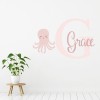 Personalised Name & Initial Pink Octopus Wall Sticker
