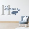Personalised Name & Initial Whale Wall Sticker