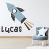 Personalised Name Rocket Nursery Wall Sticker
