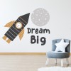 Dream Big Space Rocket Nursery Wall Sticker