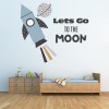 Lets Go To The Moon Space Rocket Nursery Wall Sticker