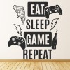 Eat Sleep Game Repeat Gaming Kids Wall Sticker